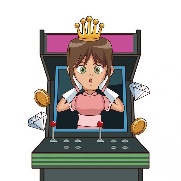 Princess videogame character cartoon on arcade