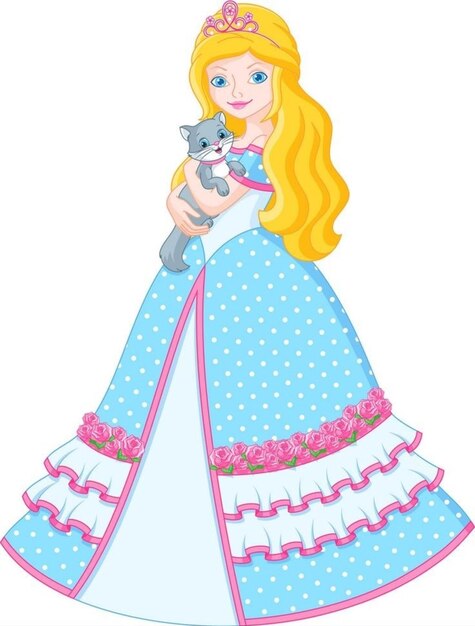 Princess With Cat And Blue Dress