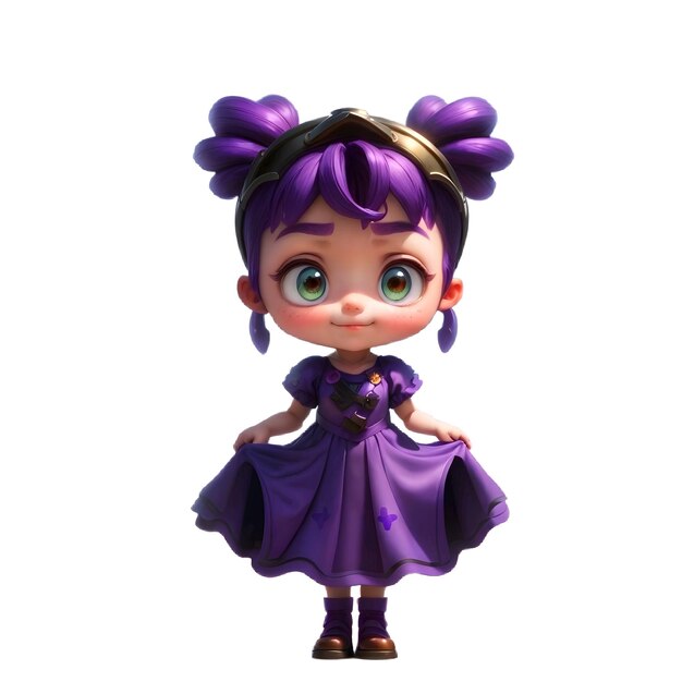 Princess With Purple Hair And Purple Dress