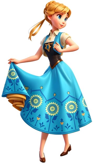 Vector princess young lady with blonde hair and blueblack dress