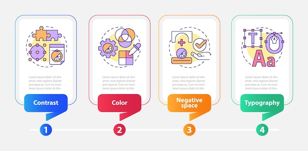 Vector principes van grafisch ontwerp rechthoek infographic sjabloon datavisualisatie met 4 stappen proces tijdlijn infografiek workflow layout met lijn iconen myriad probold reguliere lettertypen gebruikt