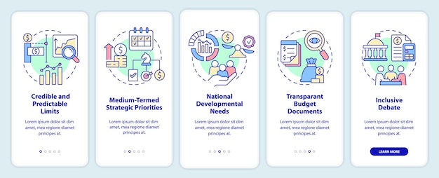 Principles of budget planning onboarding mobile app screen