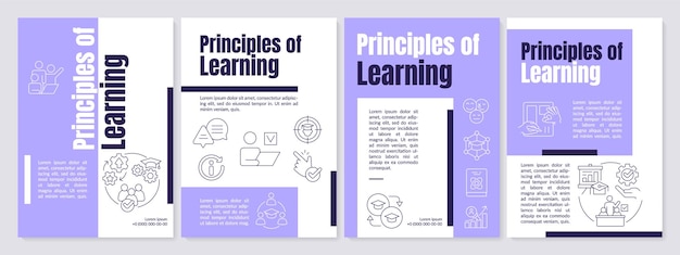 Vector principles of learning purple brochure template