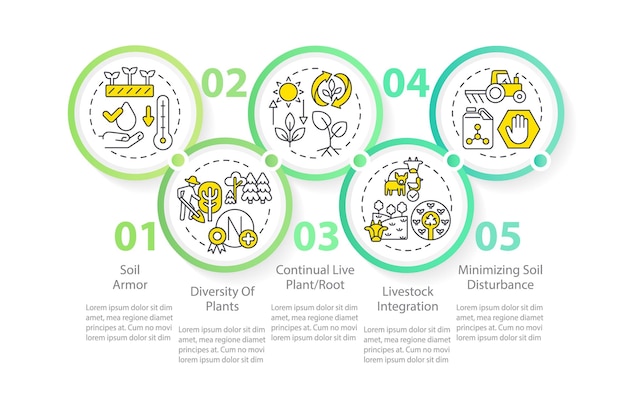 Principi del modello infografico del cerchio verde dell'agricoltura rigenerativa