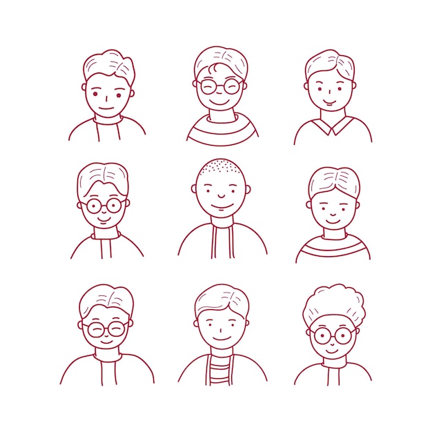 Prinman people avatar vector illustration line art