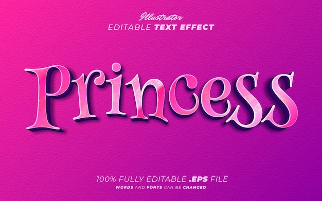 Vector prinses bewerkbaar teksteffect