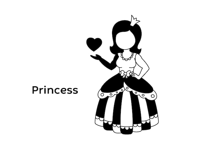 prinses geïsoleerde vector silhouetten