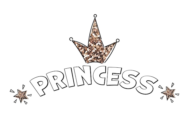 Prinses print in eenvoudige doodle stijl Handgetekende letters met kroon voor tshirt prints telefoonhoesjes decor of posters Kindertekst voor meisjeskleding