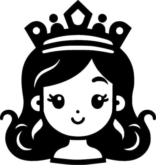 Prinses zwart-wit geïsoleerde pictogram vectorillustratie