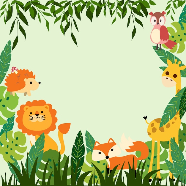 Vector print baby jungle frame