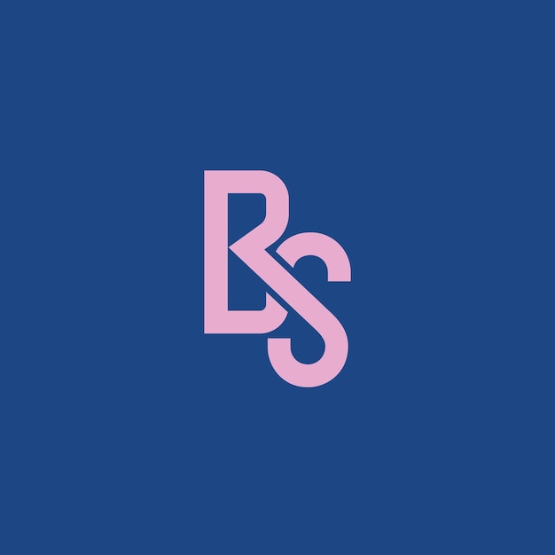 Print BS letter looped line simple logo design concept