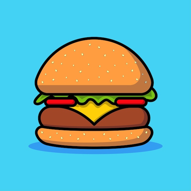 Vector print cute burger cartoon icon illustration. food icon isolated. flat cartoon. vector graphic