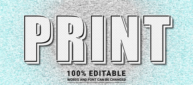 Vector print editable text effect vector