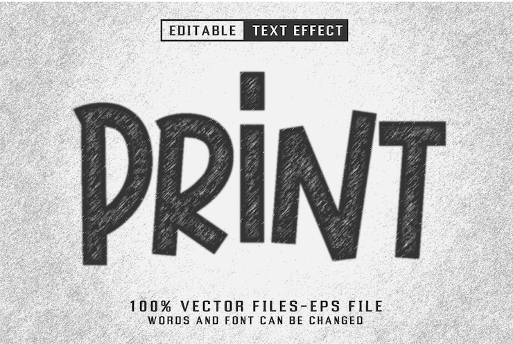 Vector print editable text effect