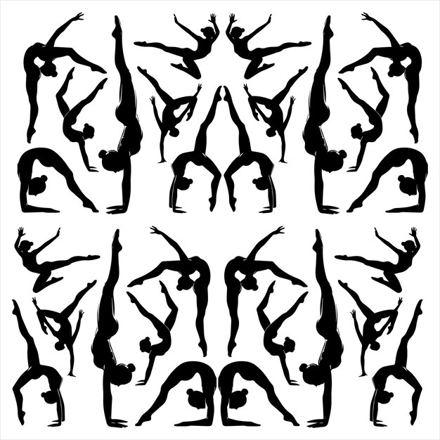 Vector print gymnastics woman workout pilates sport woman silhouette vector eps in white backgroundgymnasti