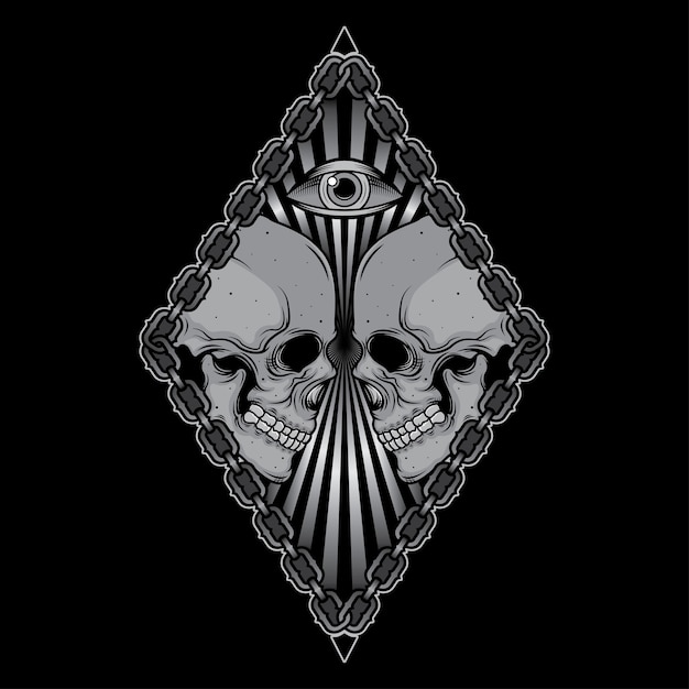 Vector print head skull t shirt design