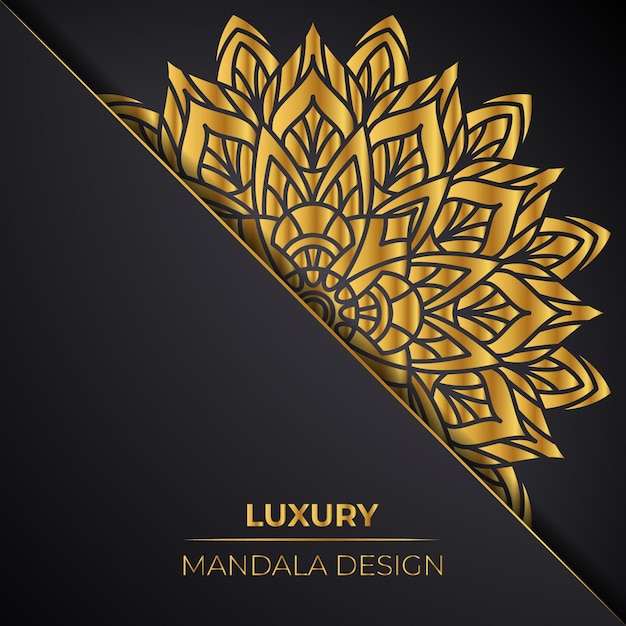 Print klaar Luxe ornament mandala achtergrondontwerp met gouden Decorative