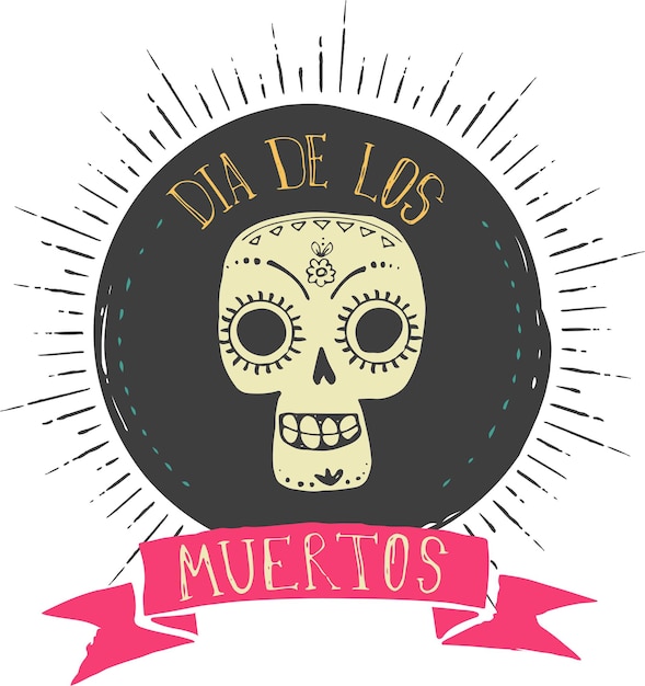 Print  mexican skull day of the dead