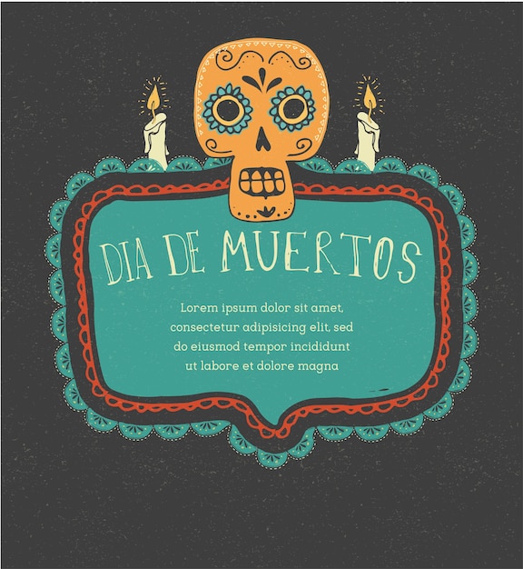 Vector print  mexican skull day of the dead