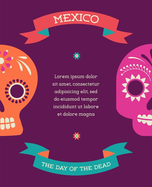 Print  mexican skull day of the dead