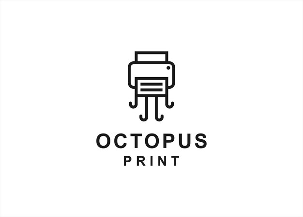 print octopus logo ontwerp vectorillustratie