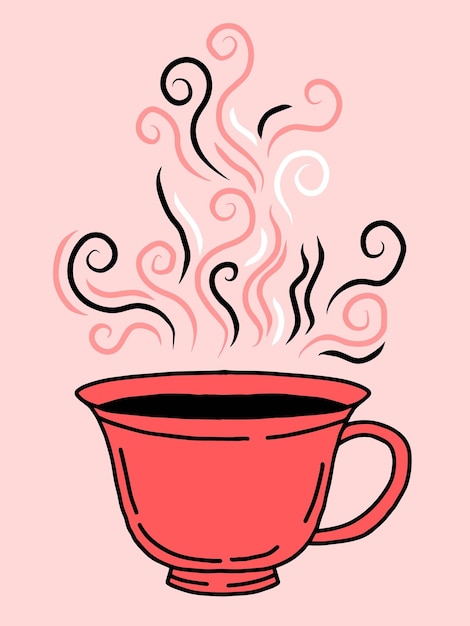 Print Ontwerp Illustratie kleur Koffie of thee vintage