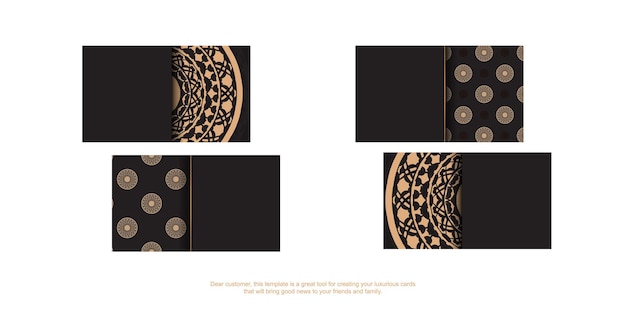 Print-ready black business card design with greek patterns. vector business card template with place for your text and vintage ornament.