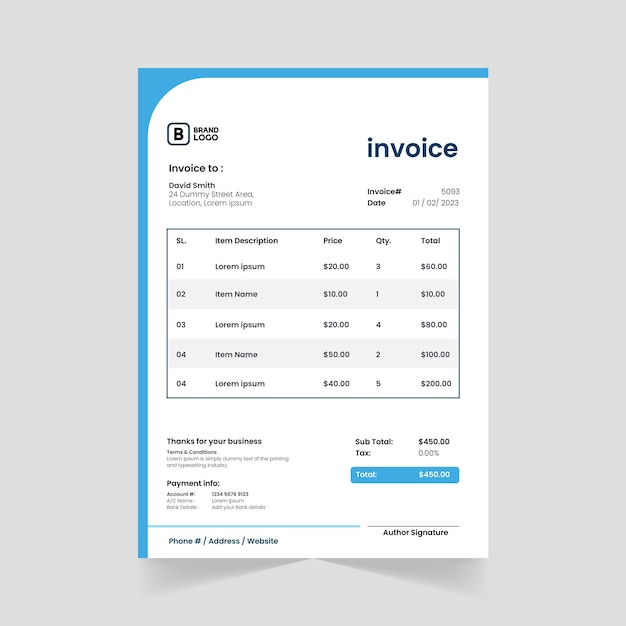 Print Ready Editable Invoice Template for Corporate Businesses