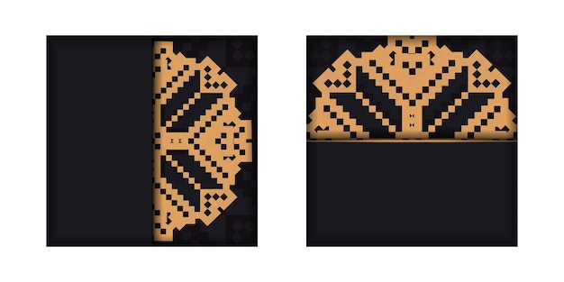 슬로베니아 패턴이 있는 검정색의 인쇄용 엽서 디자인. 텍스트 및 빈티지 장신구에 대 한 장소를 가진 벡터 초대 카드 템플릿.
