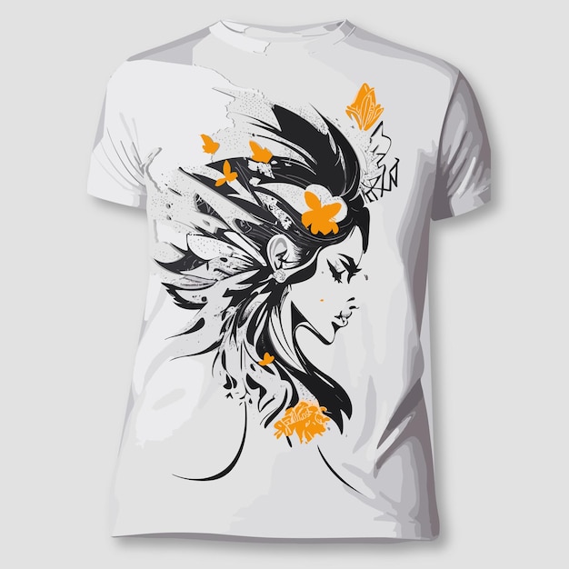 Vector print ready vector white tshirt with girls make art illustration design 4