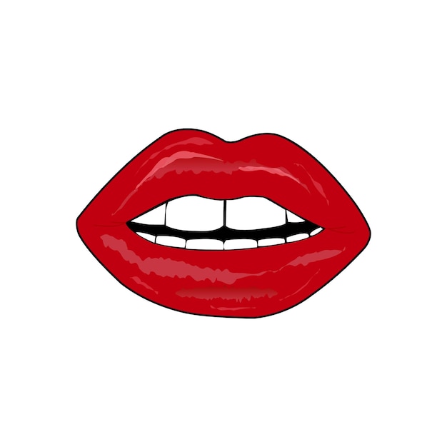 Premium Vector Print of red lips.