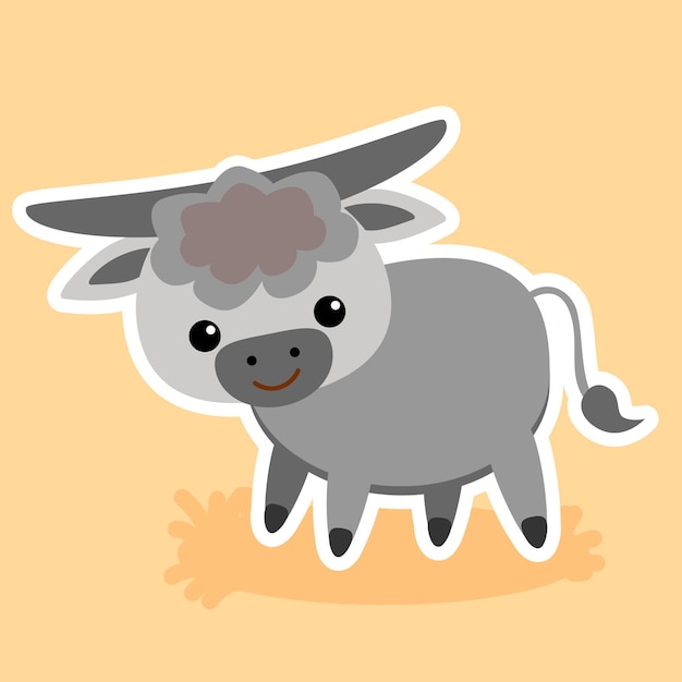 Print sticker buffalo cute animal animation vector