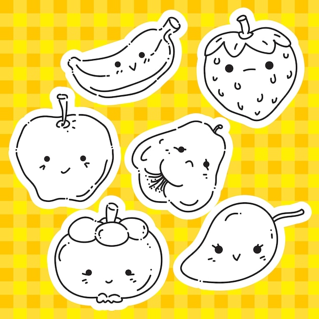 Print sticker cute fruit banana mango apple