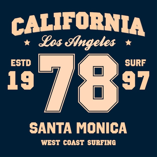 Print voor t-shirtontwerp Los Angeles California typografische afbeeldingen voor appare