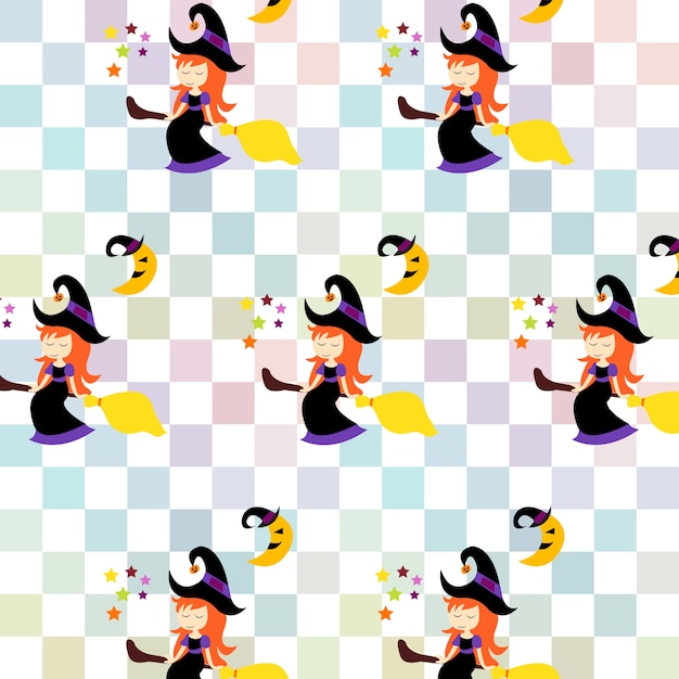 Vector print witch halloween pattern