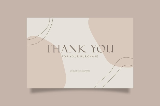 Printable Aesthetic Thank You Card Template for Small Online Business Decorated with cream blob object and stroke Suitable for Beauty Fashion Bakery Cosmetic Brand
