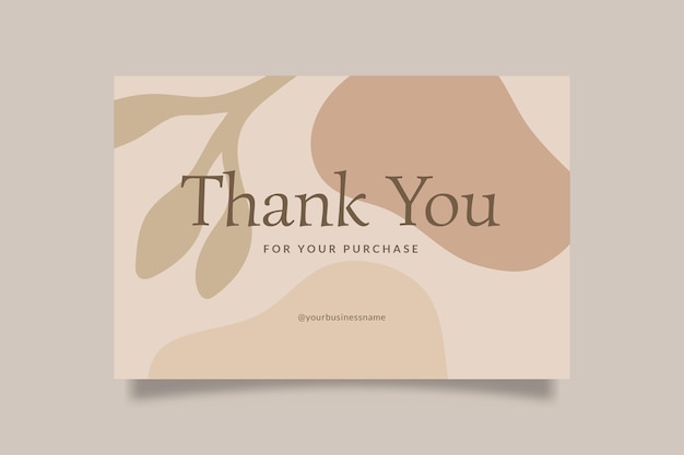 Printable Aesthetic Thank You Card Template for Small Online Business Decorated with Floral Blob Object and Cream Color Background Suitable for Beauty Fashion Cosmetic Brand