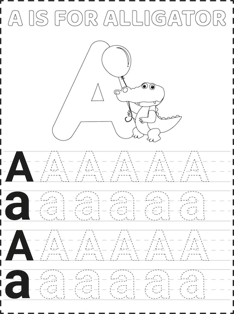 Printable Alphabet Letter Tracing Pages For Kids Premium Vector