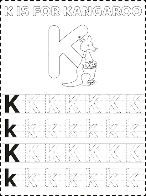 printable alphabet letter tracing pages for kids premium vector