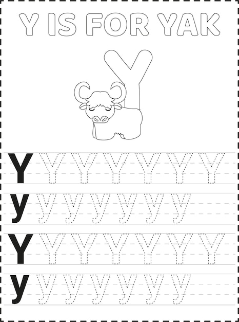 Printable Alphabet Letter Tracing Pages For Kids Premium Vector