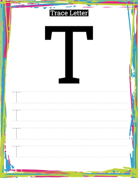 Printable alphabet  Letter Tracing Worksheet with letter T for Kids