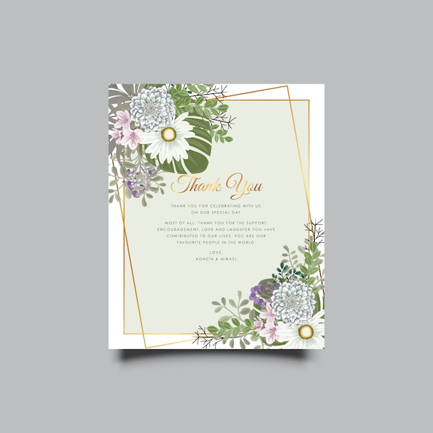 printable beautiful flower and leaves wedding invitation template