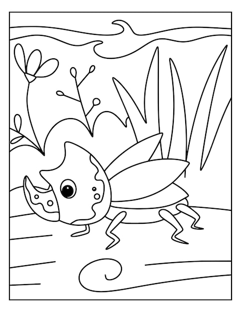 Vector printable bugs coloring pages for kids