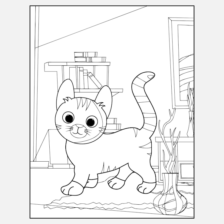 Vector 아이들을 위한 인쇄 가능한 고양이 동물 색칠 공부 페이지