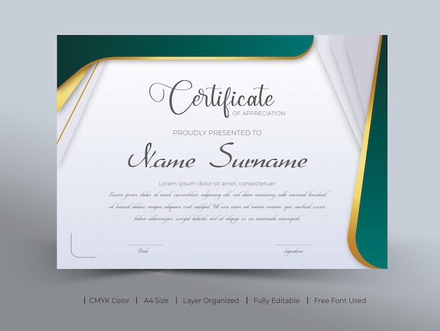 Printable certificate template