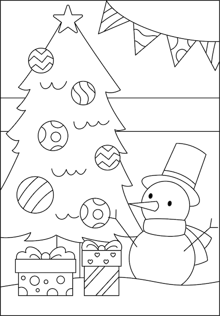 Premium Vector | Printable christmas coloring page for kids activity