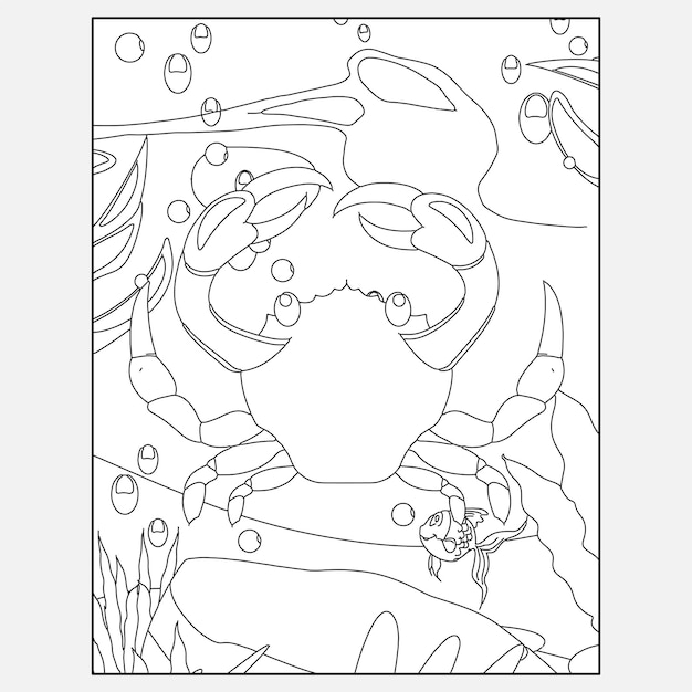 Printable Crab Ocean Animals Coloring Pages for Kids