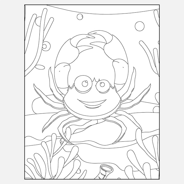 Printable crab ocean animals coloring pages for kids