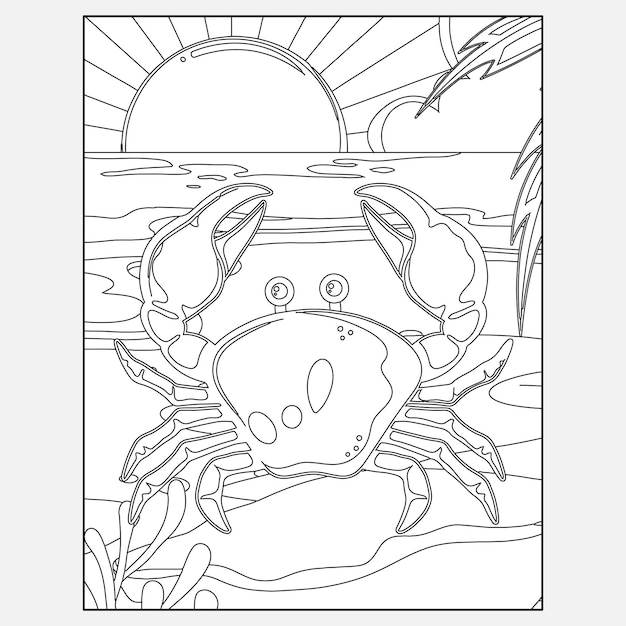 Printable Crab Ocean Animals Coloring Pages for Kids