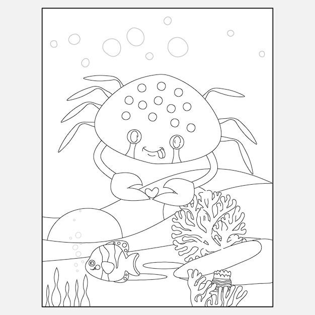 子供のための印刷可能なカニの海の動物の着色のページ